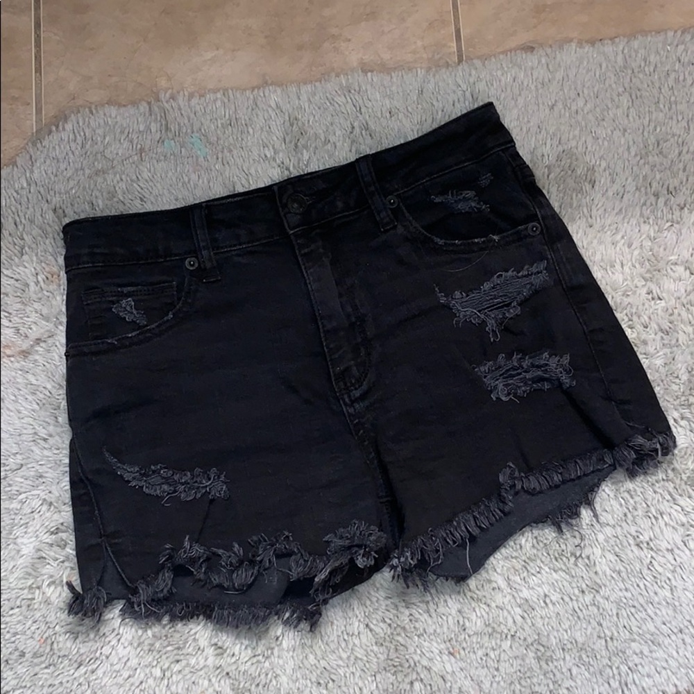 Black denim shorts